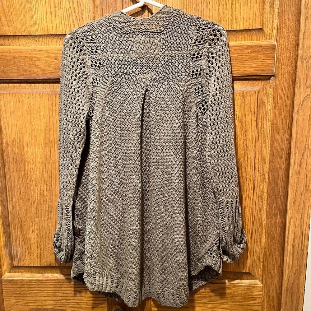 Angel Of The North Mossy Green Loose Knit Cotton Blend Cardigan - size XS - Picture 7 of 12